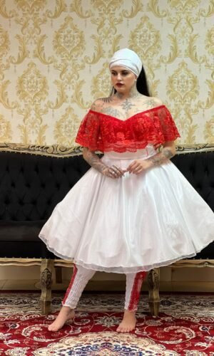 Saia Brilho Curta Branca 004