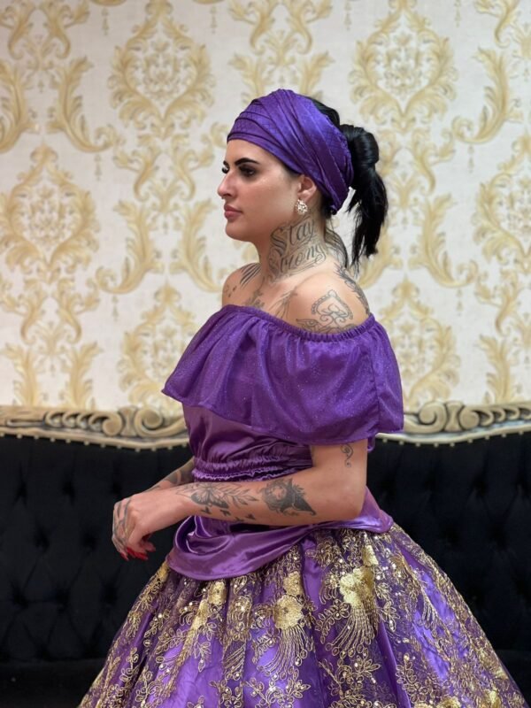 Blusa Babado Brilho Roxa 551 - Imagem 2