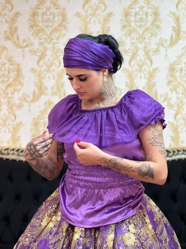 Blusa Babado Brilho Roxa 551 - Imagem 3