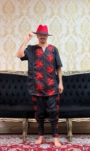 Bombacha Bordada Preto/Verm 209