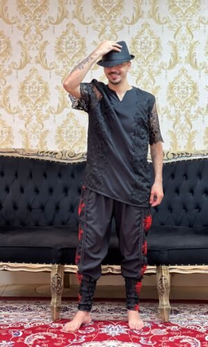 Bombacha Bordada Preto/Verm 209