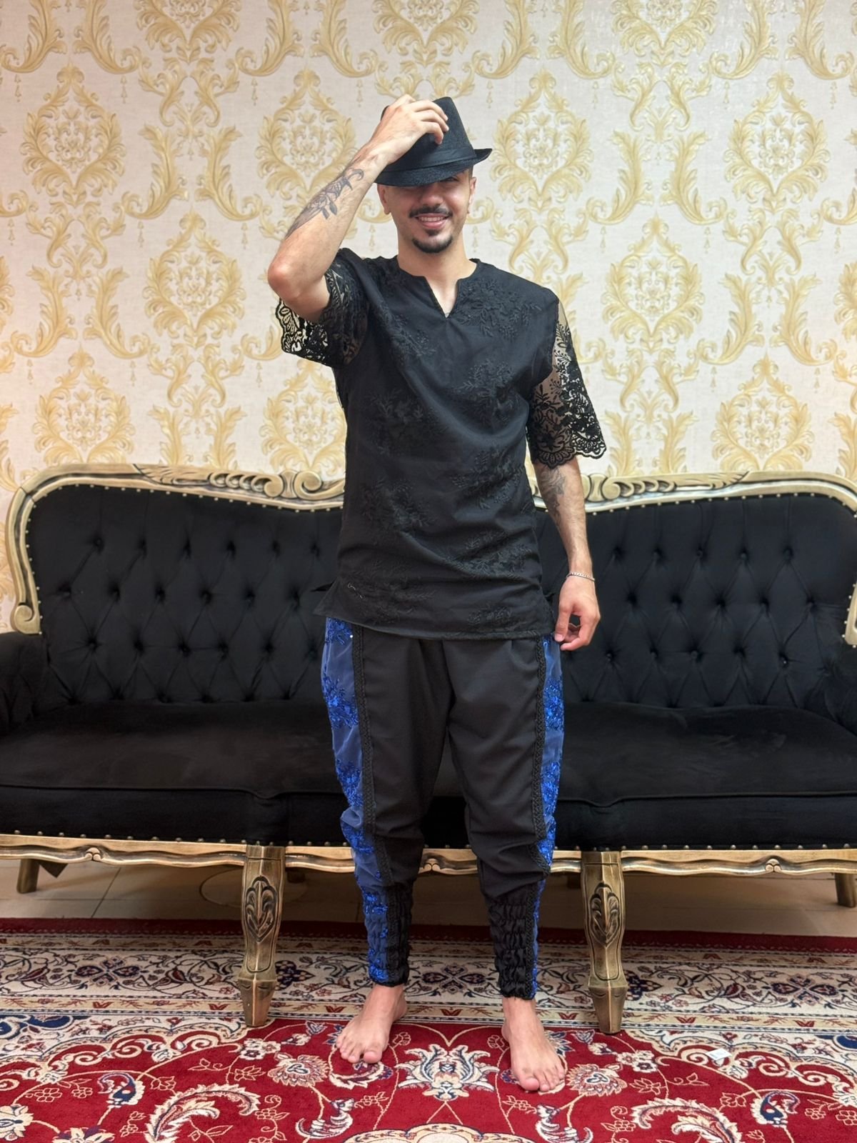 Bombacha Bordada  Pto/Azul 210