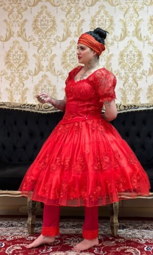 Corpete Bordado Metalic Vermelho 136