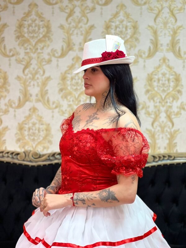 Corpete Bordado Vermelho 136 - Imagem 2