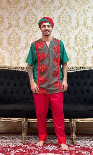 Kafta Bordada Verde/Verm 653