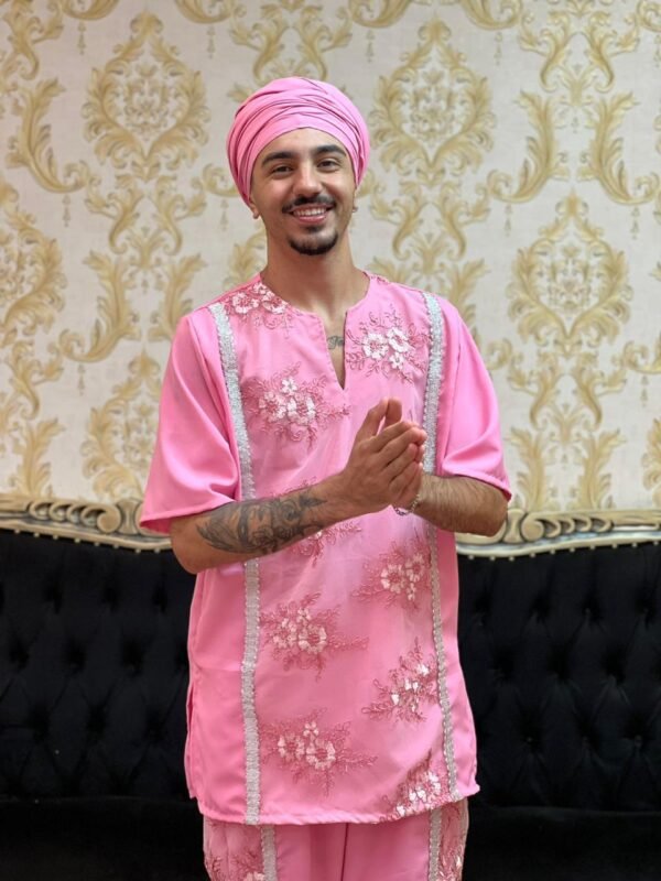 Kafta Bordada Rosa 703 - Imagem 2