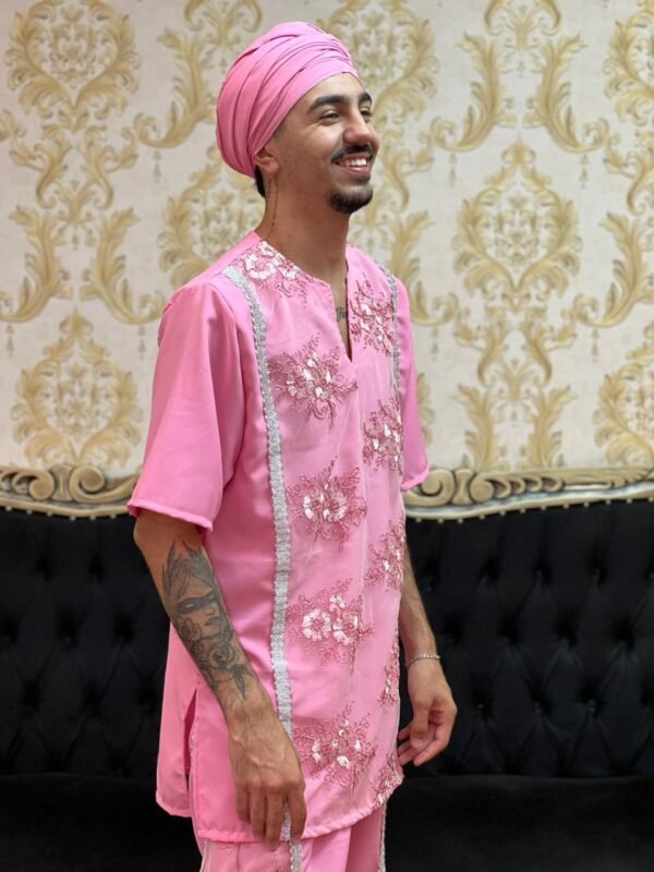 Kafta Bordada Rosa 703 - Imagem 3