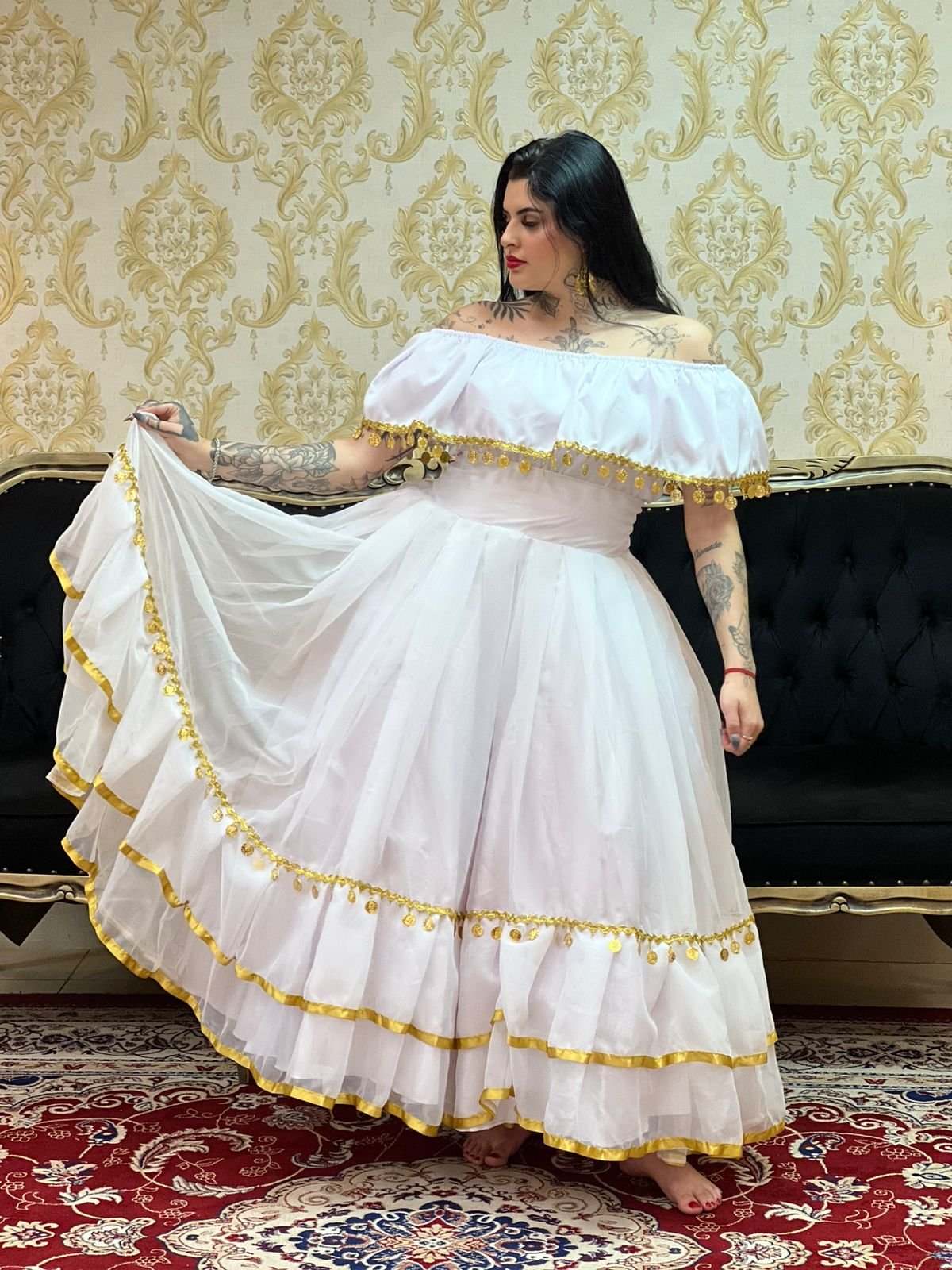 Saia 2 Babados Voal Bco/Dou 069