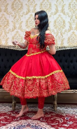 Saia 1 babado Curta Voal/Tule Verm/Dou 103