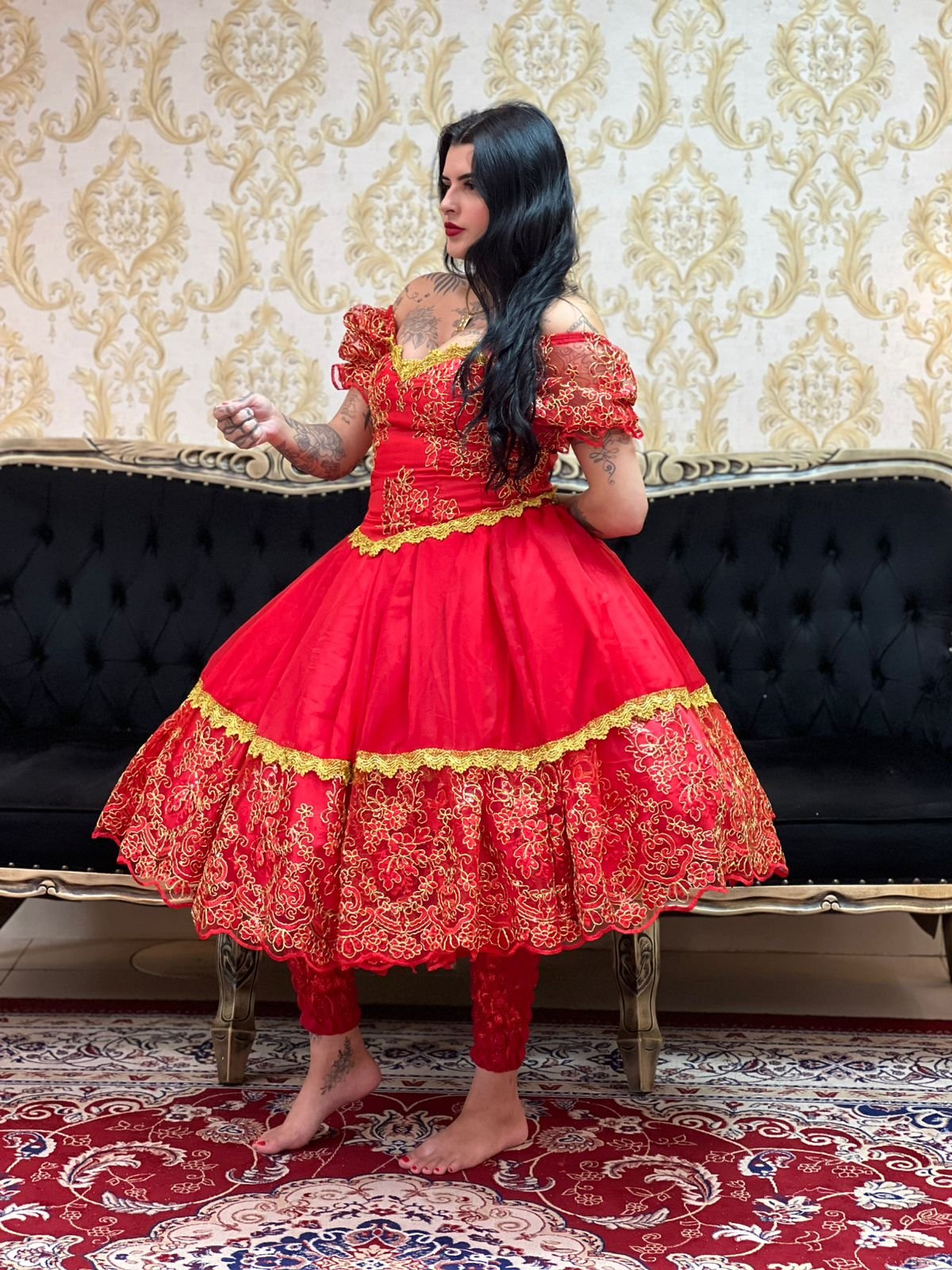 Saia 1 babado Curta Voal/Tule Verm/Dou 103