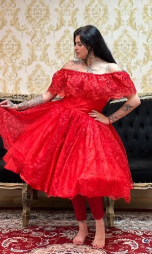 Saia Pérola Curta Vermelha 114