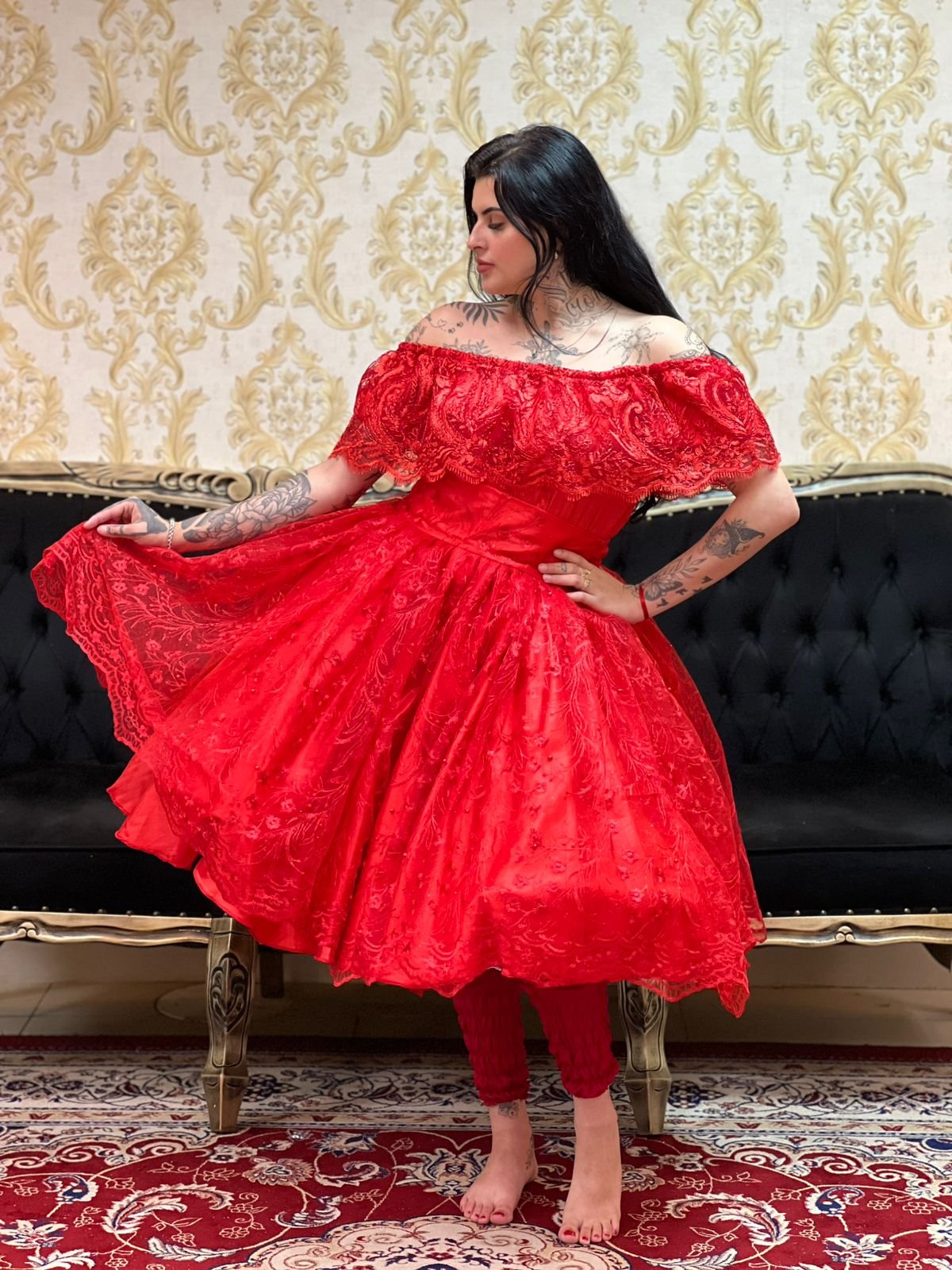 Saia Pérola Curta Vermelha 114