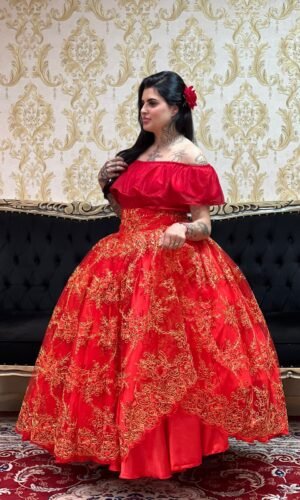 Saia Bordada Longa Verm/Dou 127