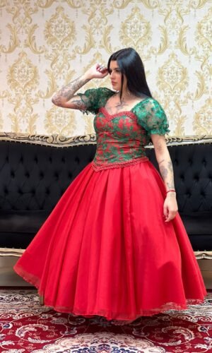 Saia Voal Longa Vermelha 166