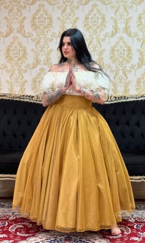 Saia Brilho Longa Dourada 313