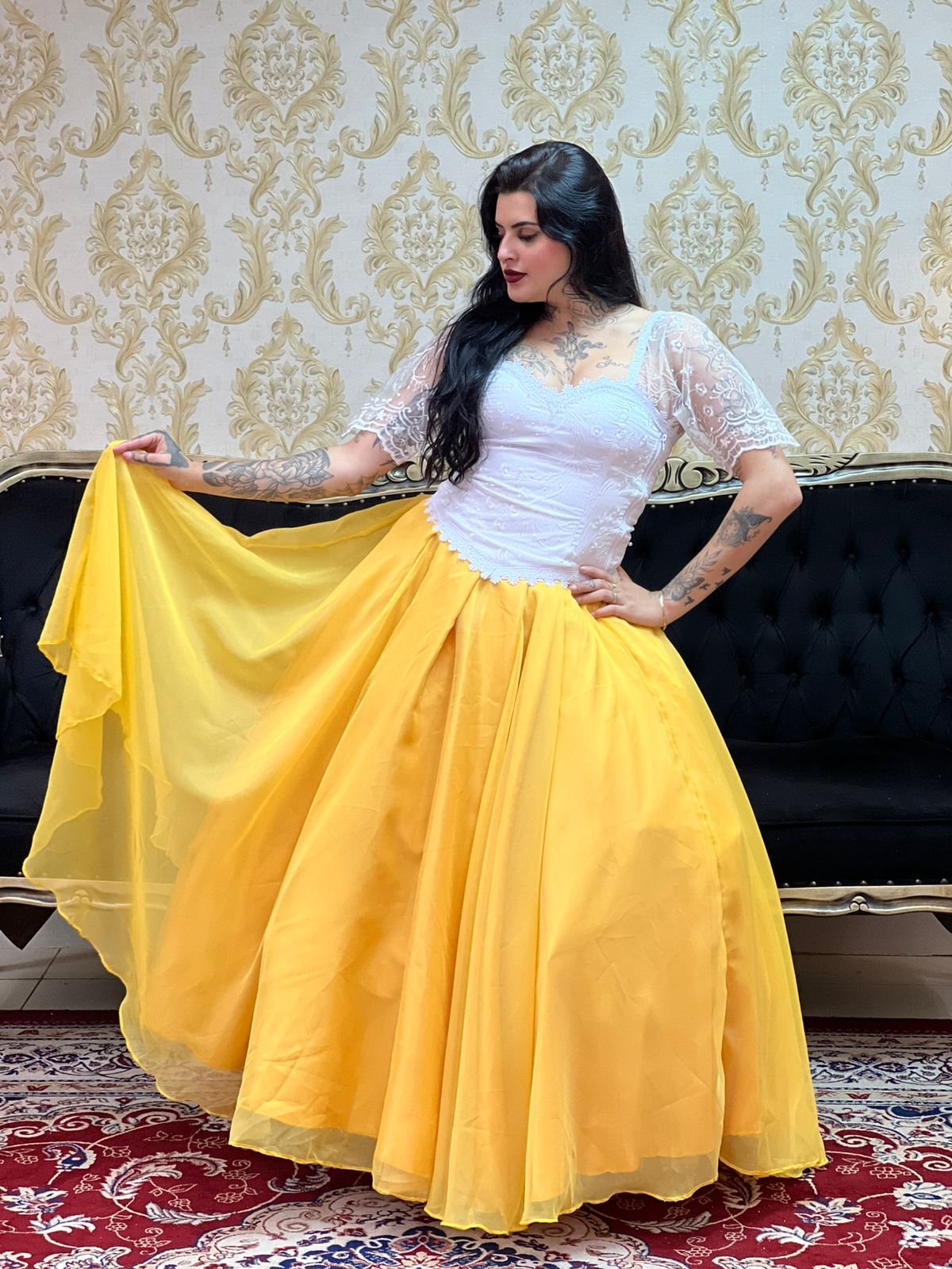 Saia Voal Longa Amarela 334