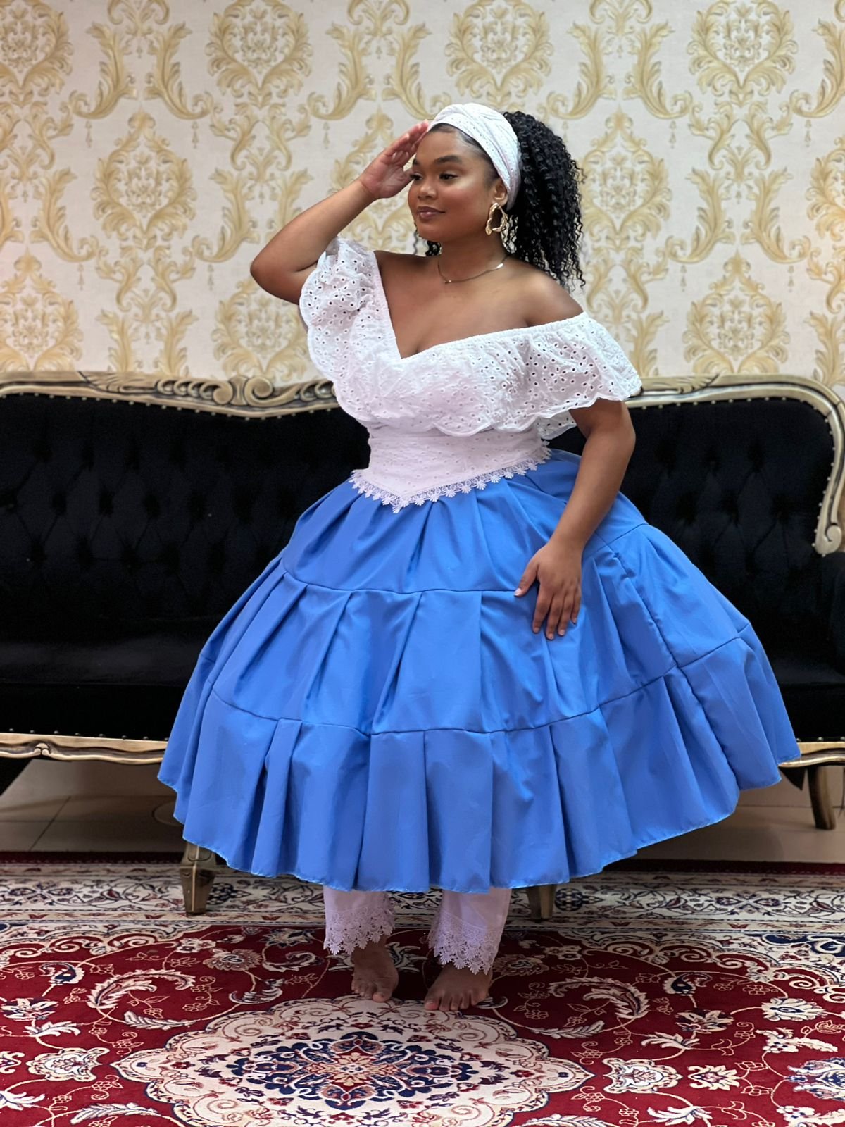 Saia Gomos Oxford Curta Azul 408