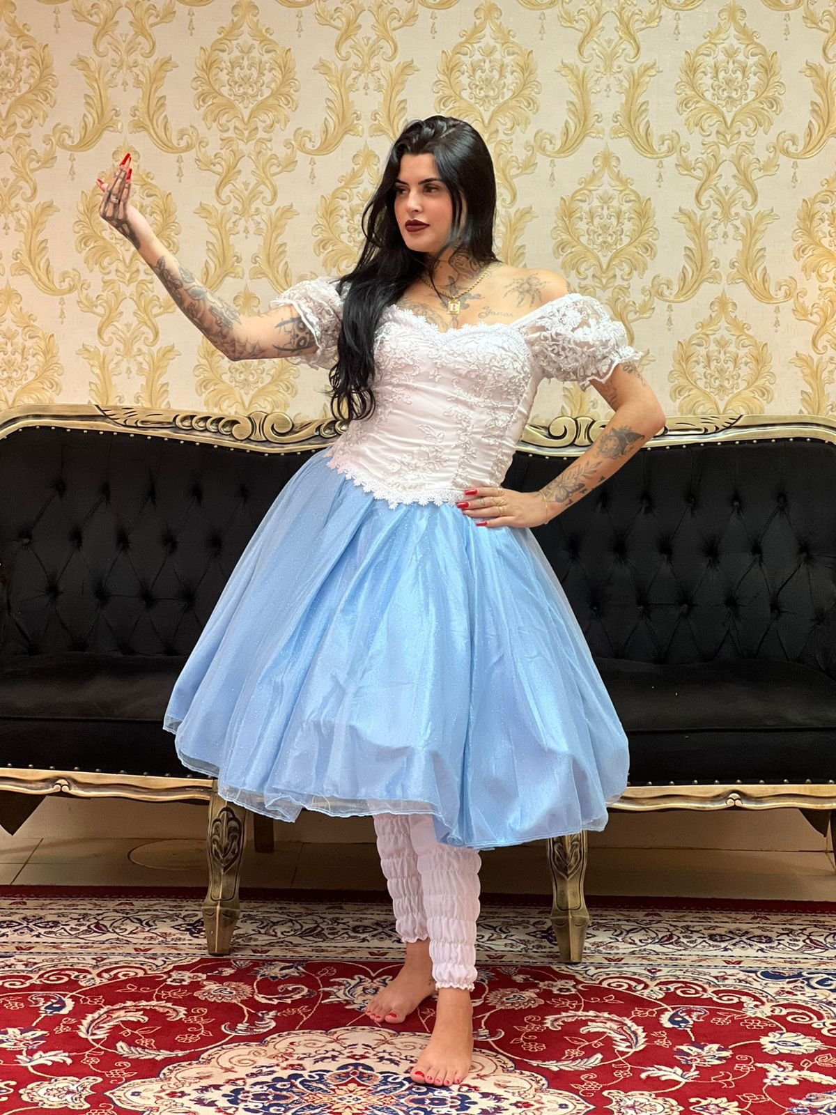 Saia Brilho Curta Azul 420