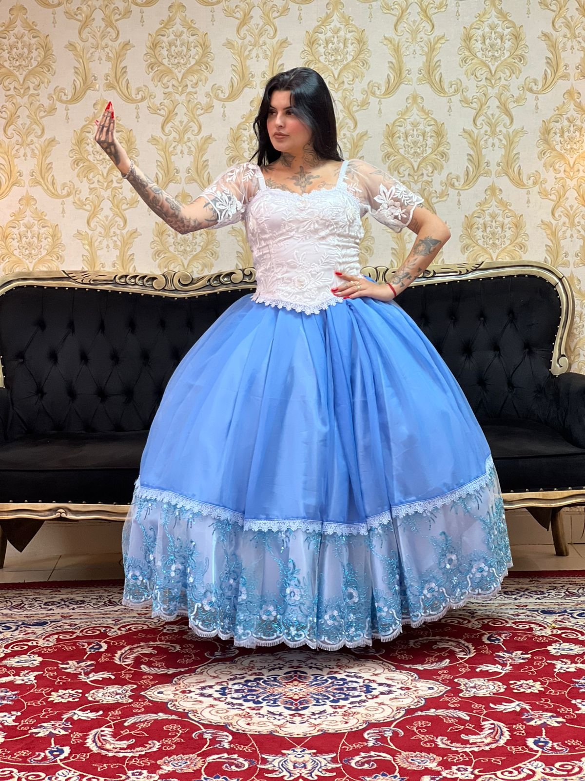 Saia 1 Babado Voal/Tule Azul 428