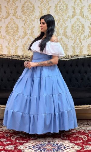 Saia Gomos Oxfor Longa Azul 432