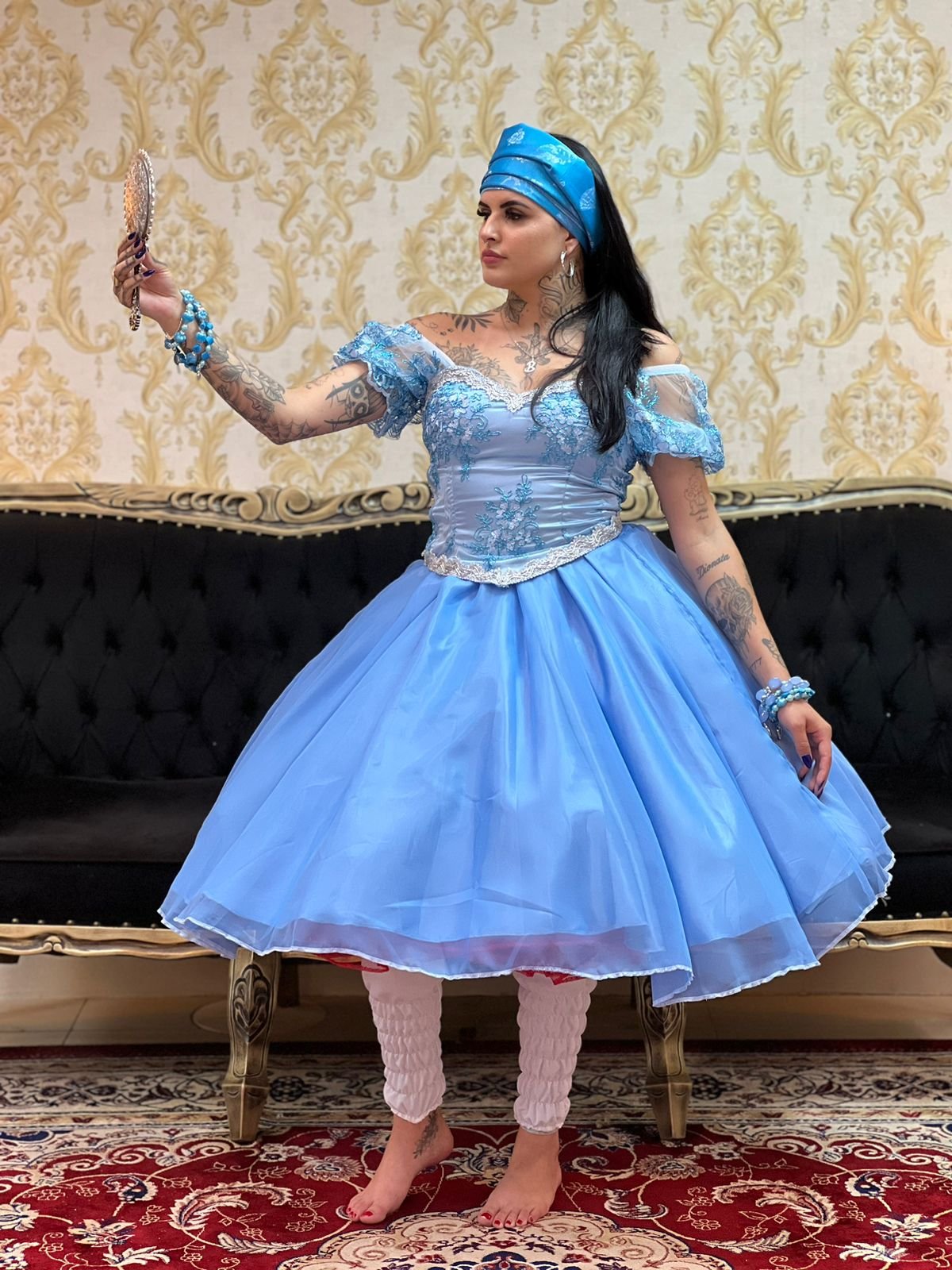 Saia Voal Curta Azul 458