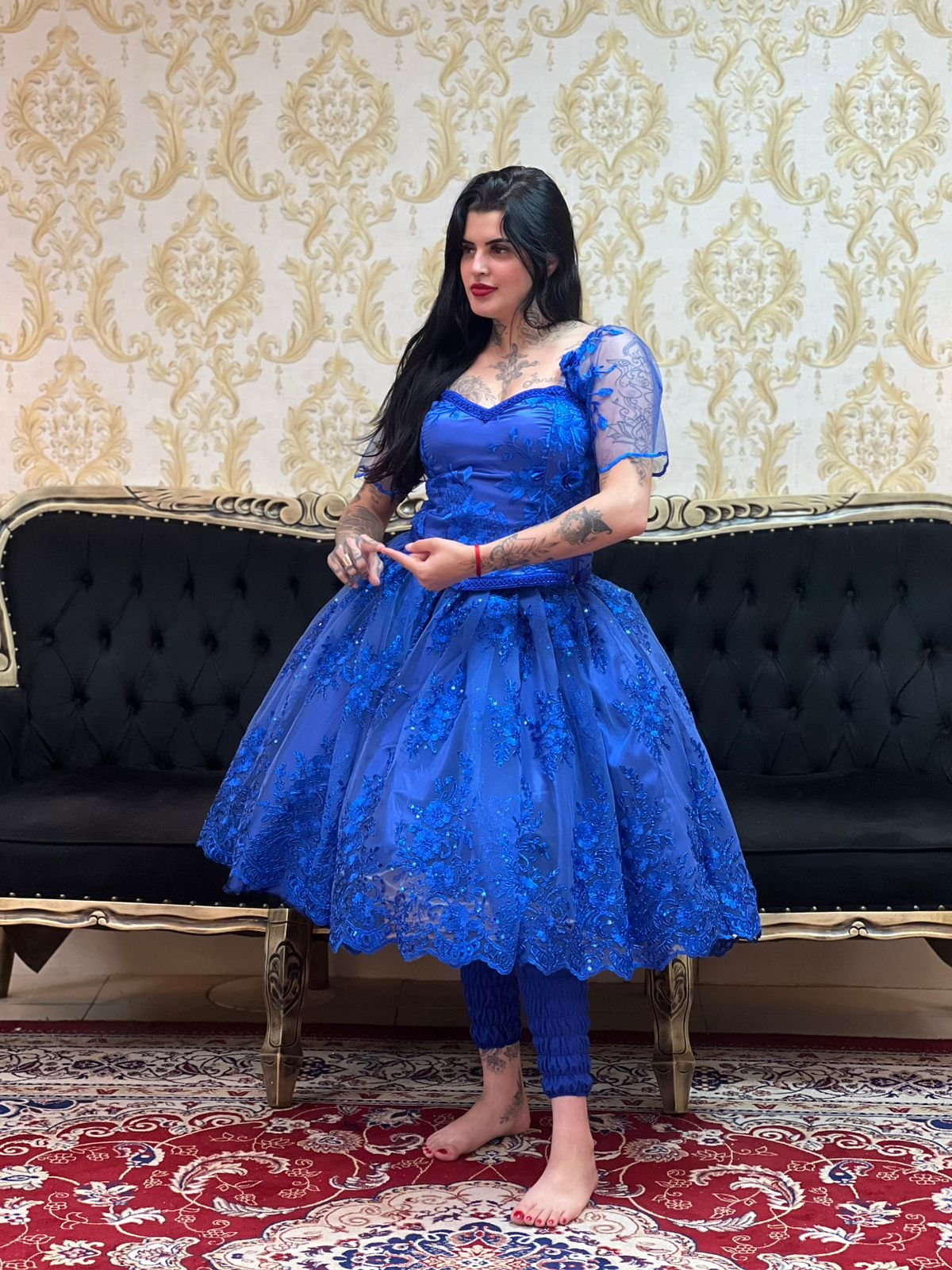 Saia Bordada Curta Azulão 468