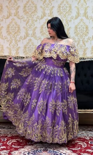 Saia Bordada Longa Roxo/Dou 510