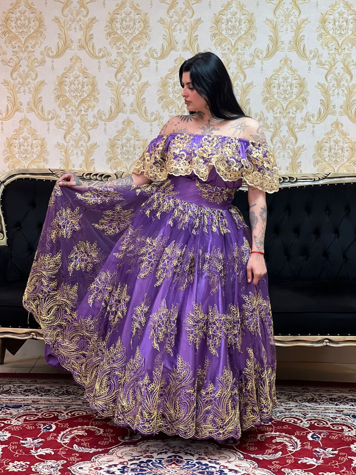 Saia Bordada Longa Roxo/Dou 510