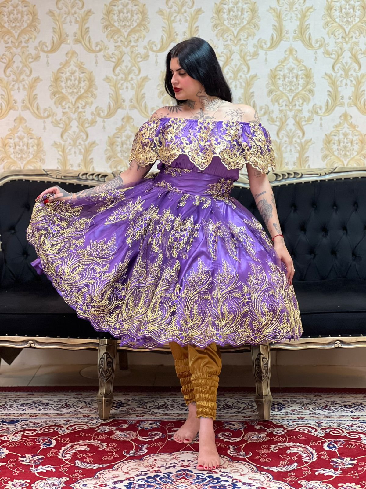 Saia Bordada Curta Roxo/Dou 513