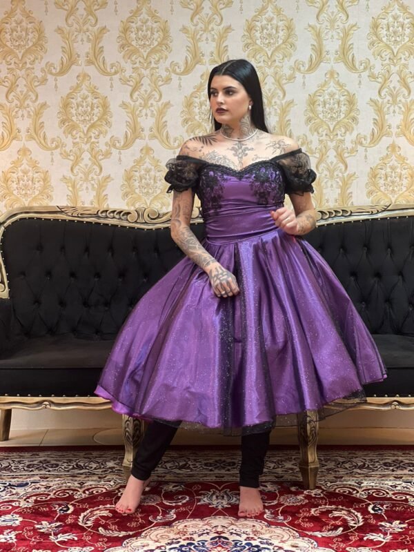 Saia Brilho Curta Roxo/Preto 582 - Imagem 2