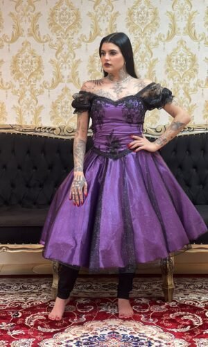 Saia Brilho Curta Roxo/Preto 582