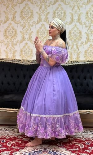 Saia 1 babado Voal/Tule Lilas/Pta 583