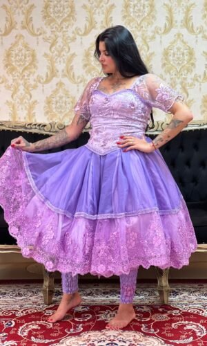 Saia 1 babado Curta Voal/Tule Lilas 584