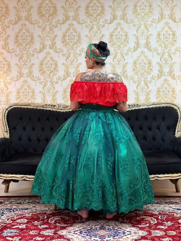 Saia Bordada Longa Verde 617 - Imagem 4