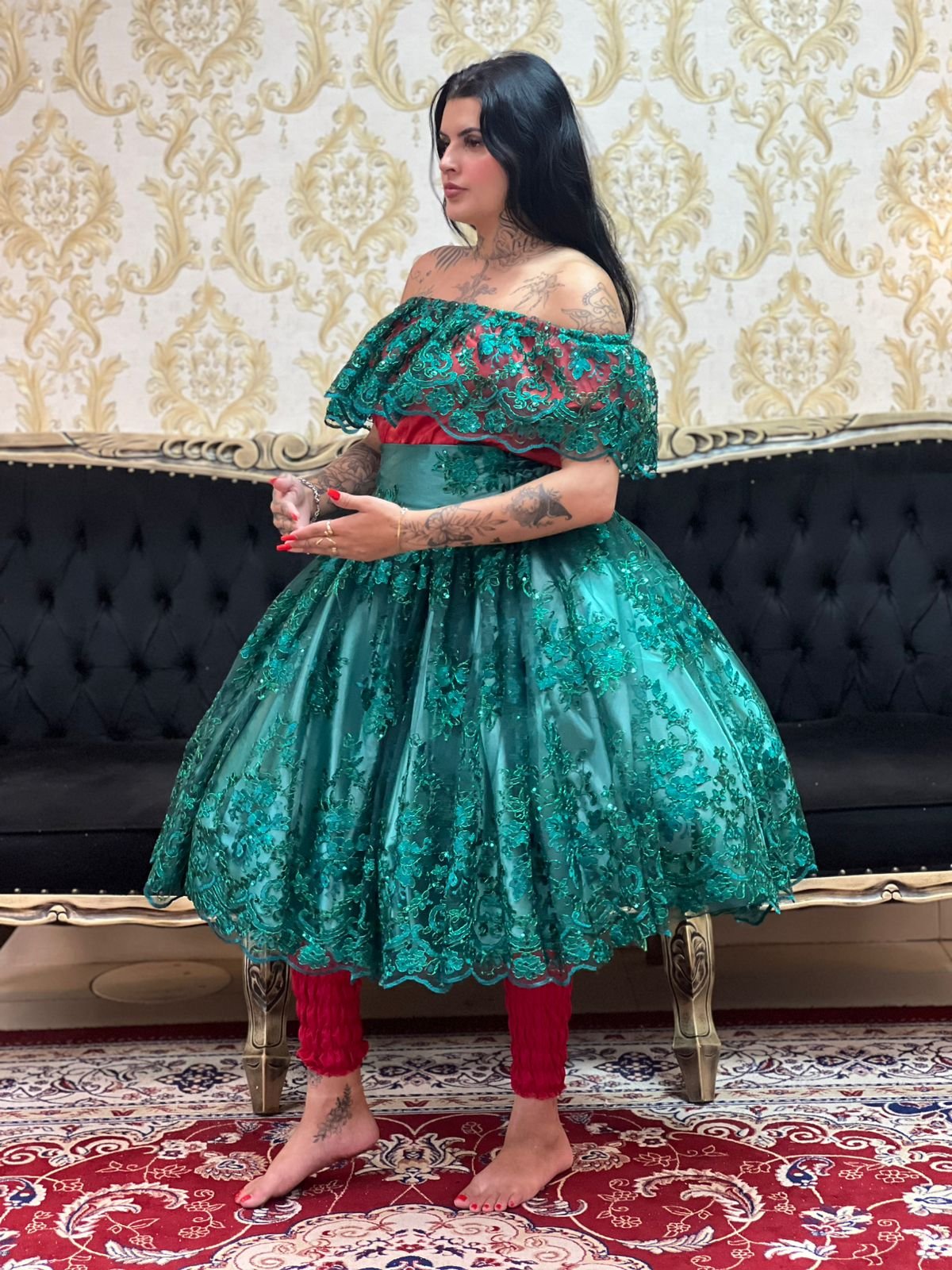 Saia Bordada Curta Verde 626