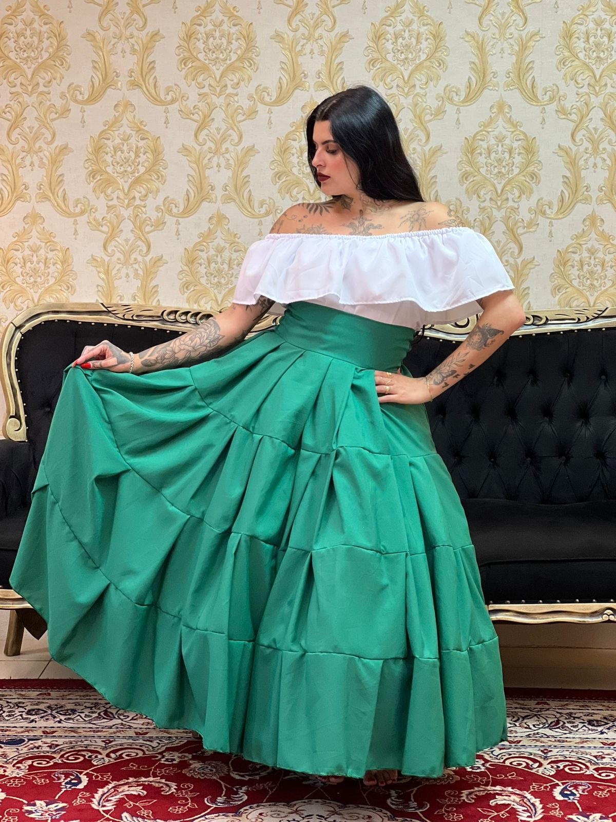 Saia Gomos Oxfor Longa Verde 632