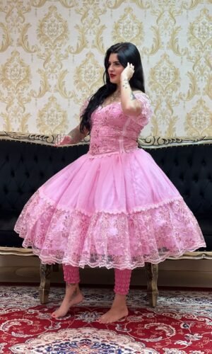 Saia 1 babado Curta Voal/Tule Rosa 711