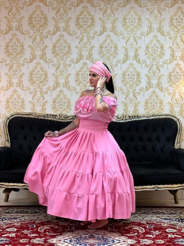 Saia Gomos Oxfor Longa Rosa 736