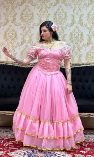 Saia 2 Babados Voal Rosa/Dou 752