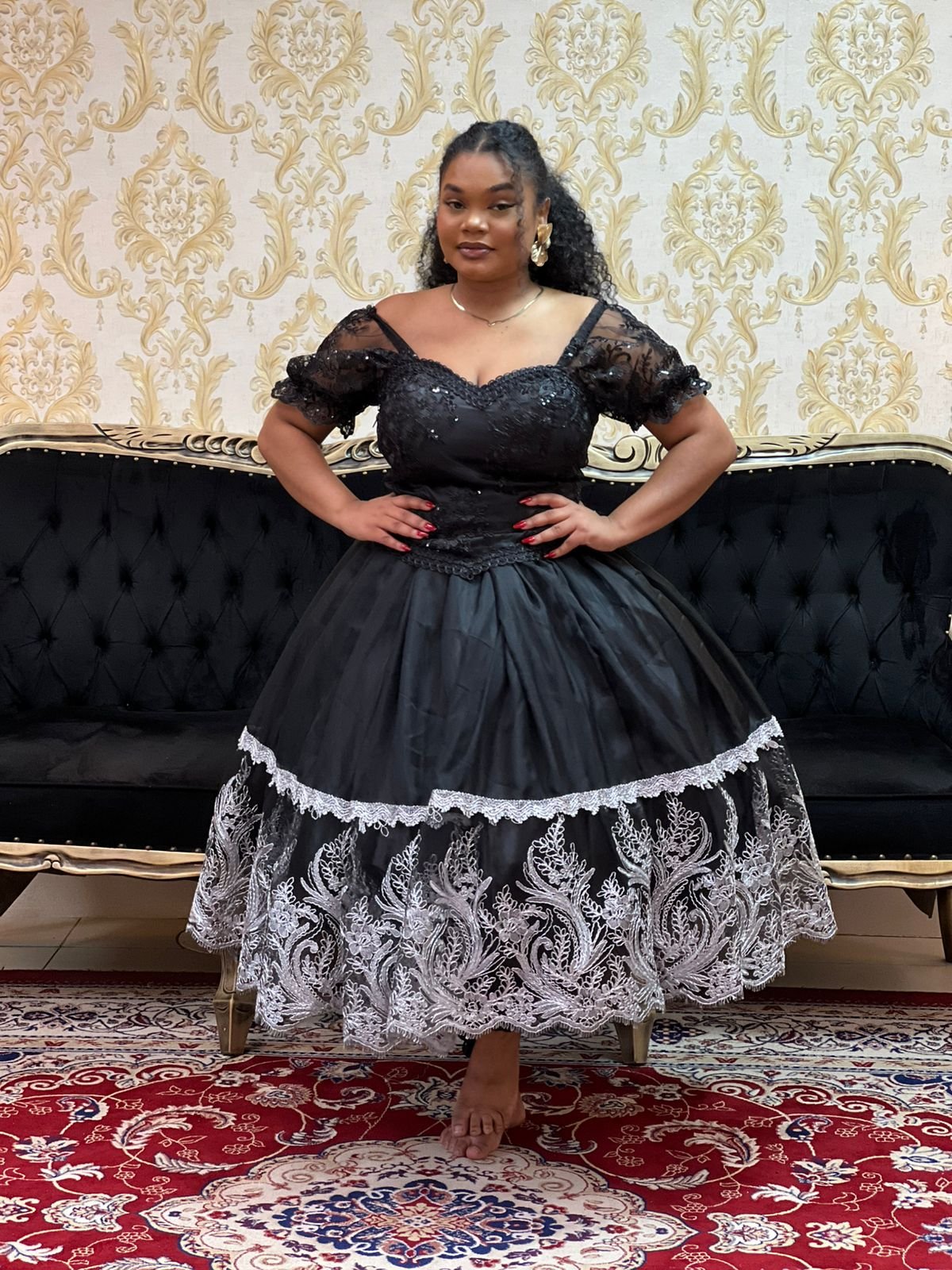 Saia 1 babado Curta Voal/Tule Pto/Pta 2018