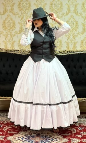 Saia 1 Babado Longa Bco/Pto 2022