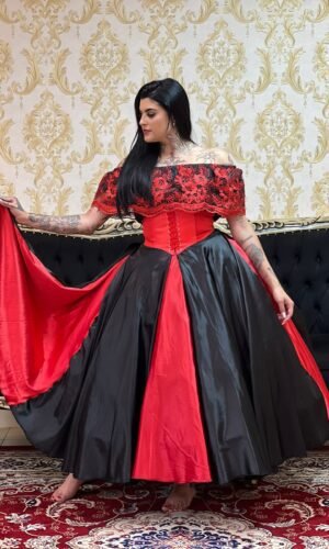 Saia Leque Longa Pto/Verm 2127