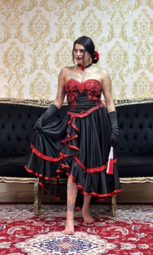 Saia Fenda Longa Preto/Verm 2158