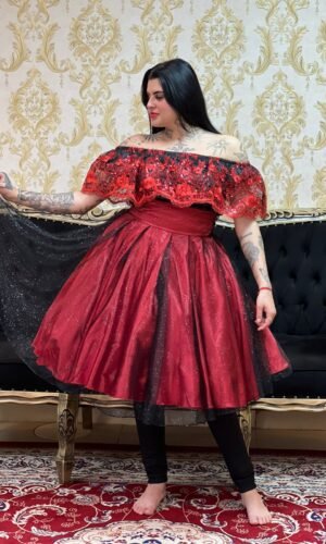 Saia Brilho Curta Verm/Pto 162