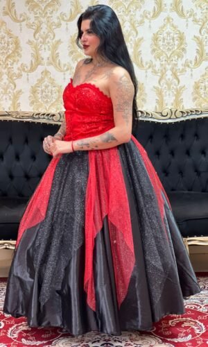 Saia Trapo Brilho Pto/Verm 2166