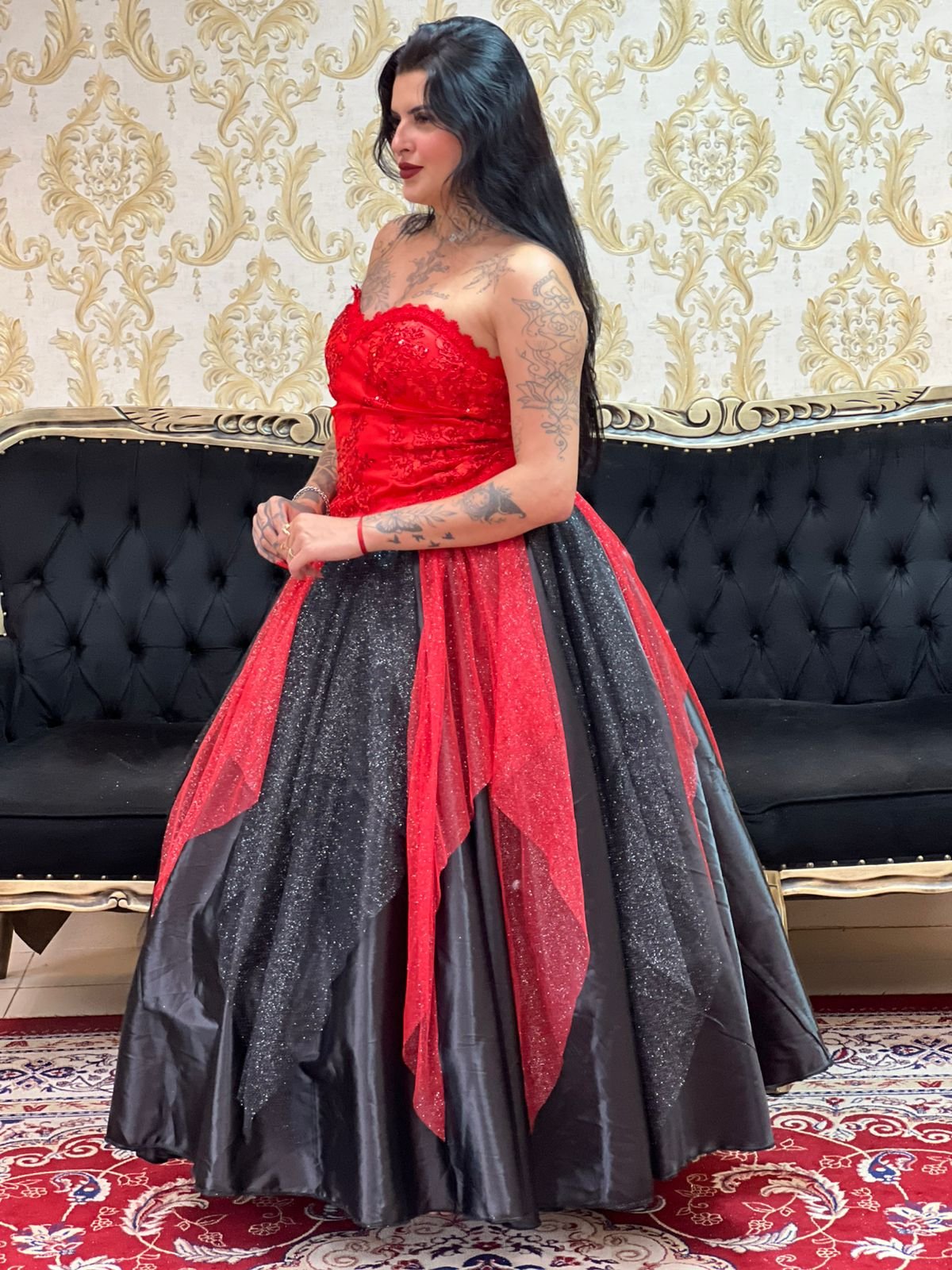 Saia Trapo Brilho Pto/Verm 2166