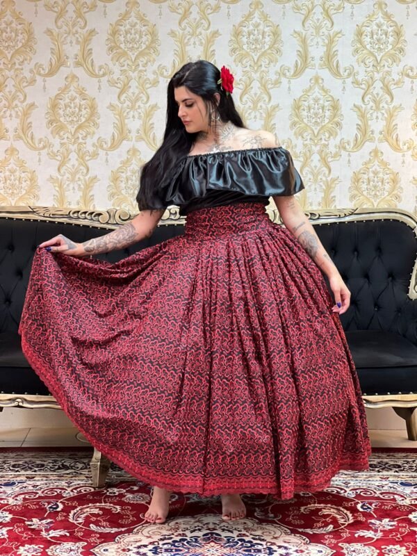 Saia Broderi Longa Pto/Verm 2168 - Imagem 2