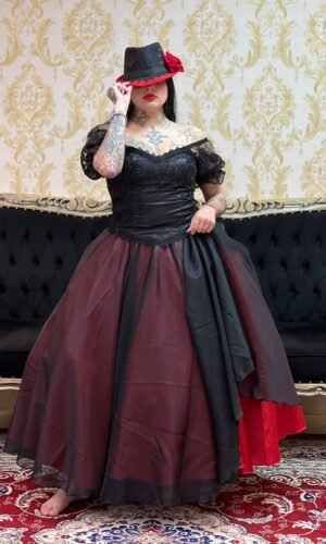 Saia Voal Longa Verm/Pto 2191