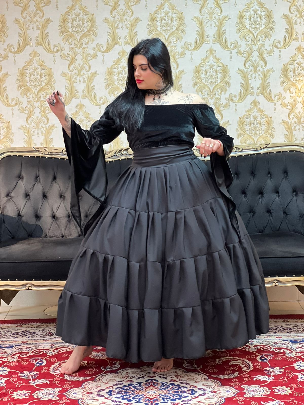 Saia Gomos Oxfor Longa Preta 2216