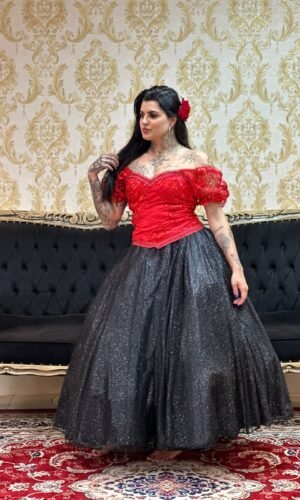 Saia Brilho Longa Preta 2261